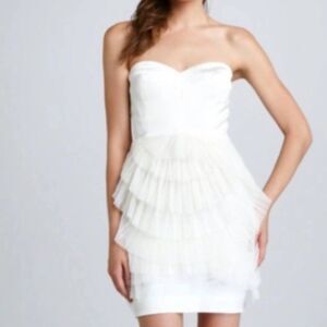 BCBG Womens Size 2 Ivory Mini Formal Dress with Straps $368 "Gardenia" NEW w/TAG